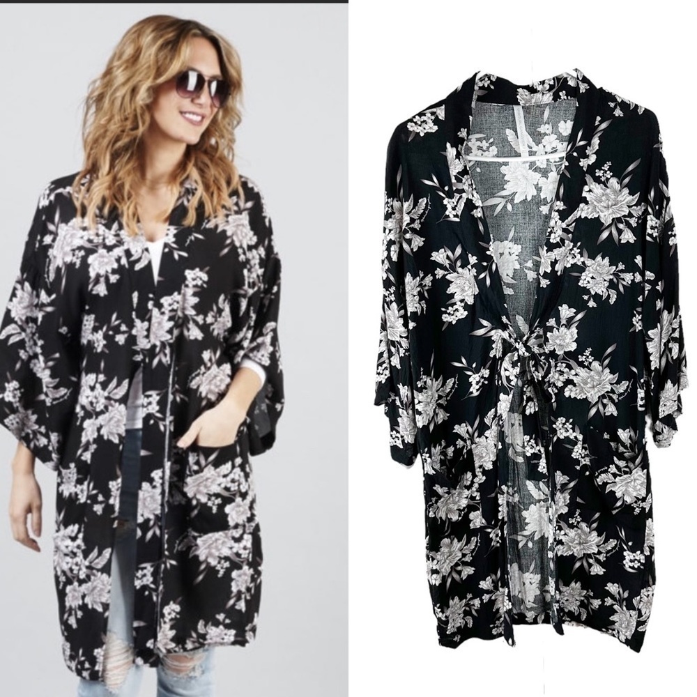 Spiritual Gangster Dark Floral Maya Kimono - OS
